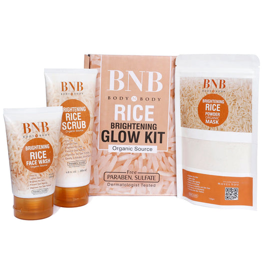 BNB Rice Extract Bright & Glow Kit ( Rice Face Wash + Rice Scrub + Rice Mask )