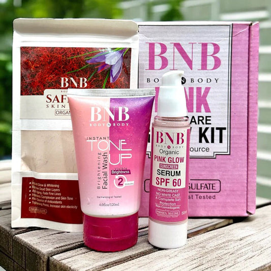 BnB Pink Glow Kit – Toneup Facewash, Saffron Mask & Pink Glow Sunscreen for Radiant Skin